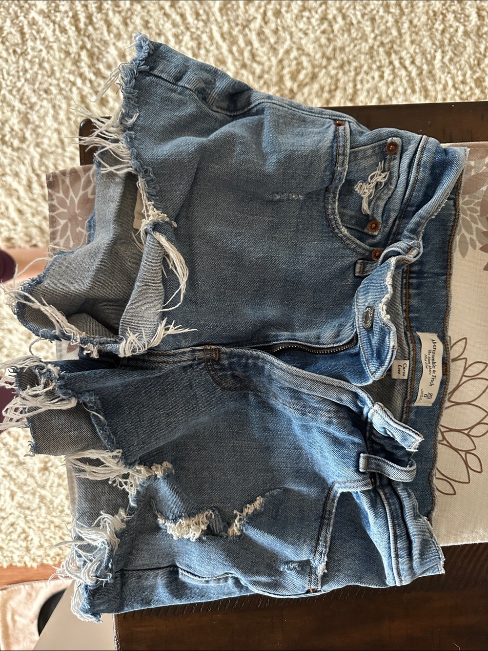 Abercrombie & Fitch Distressed Light Blue Denim Jean Shorts